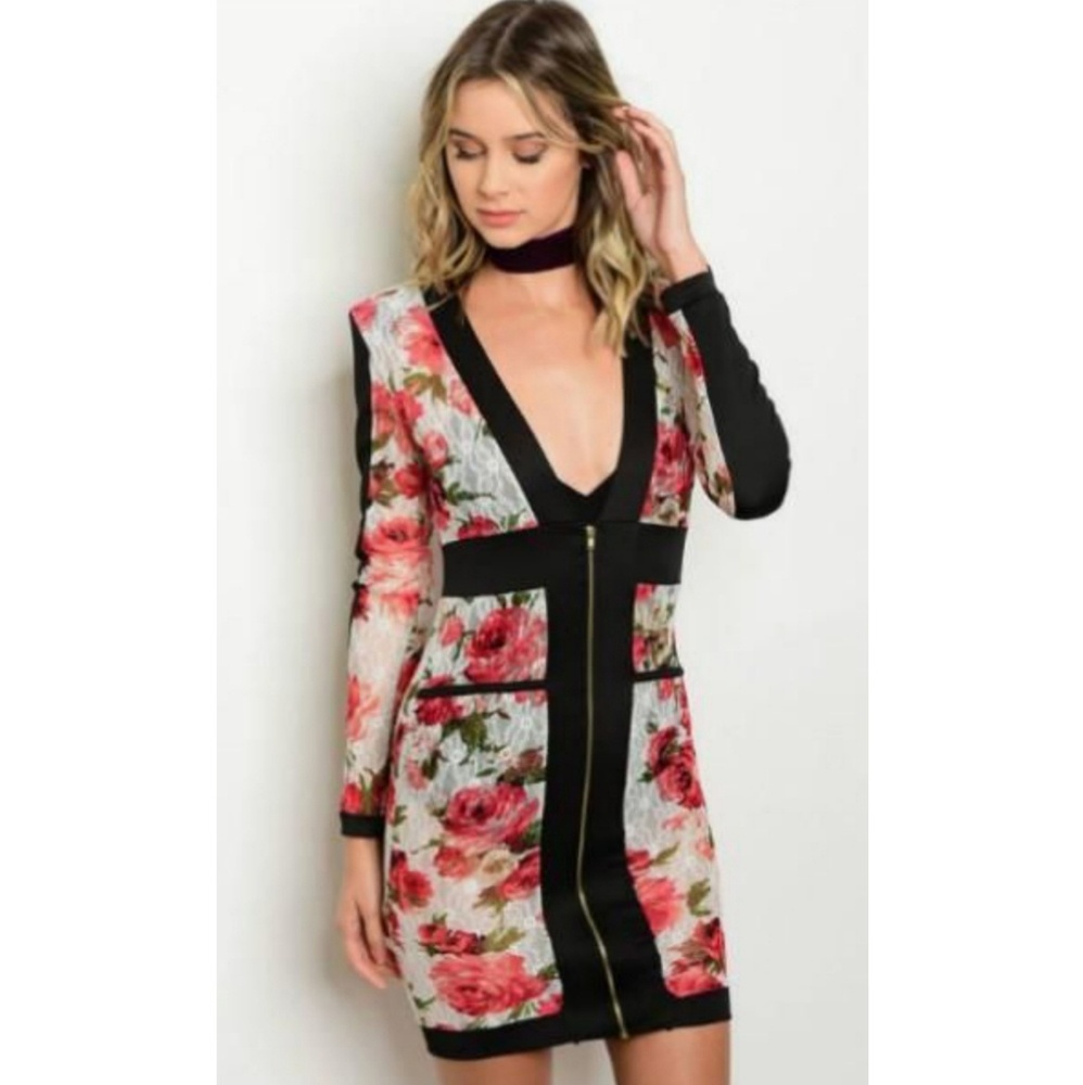 Floral Lace Sheer Bodycon Dress